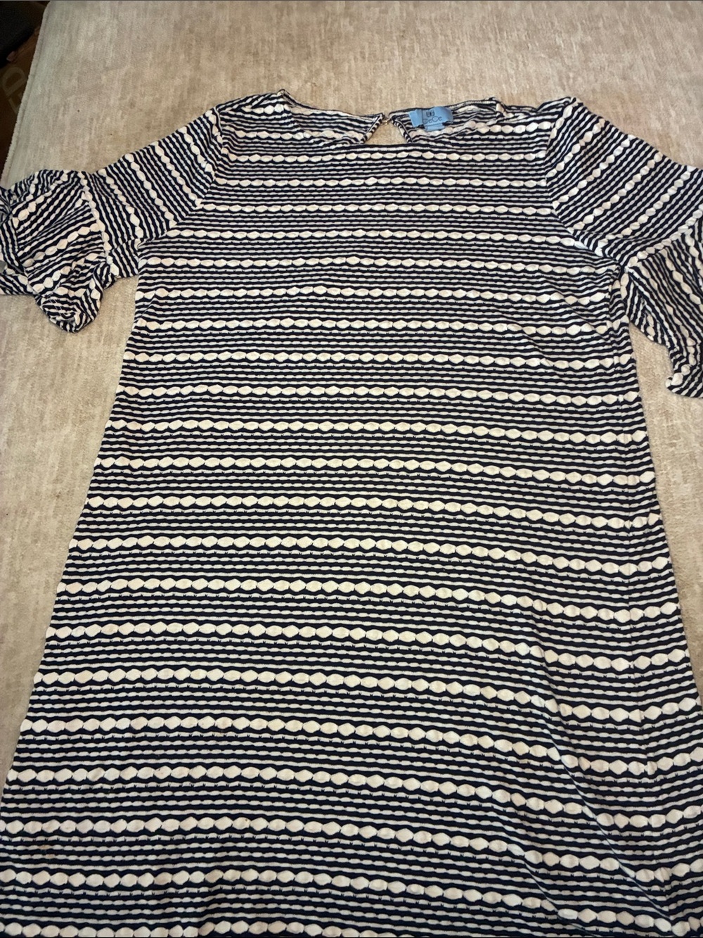CeCe Navy‎ and Cream Striped Midi Dress